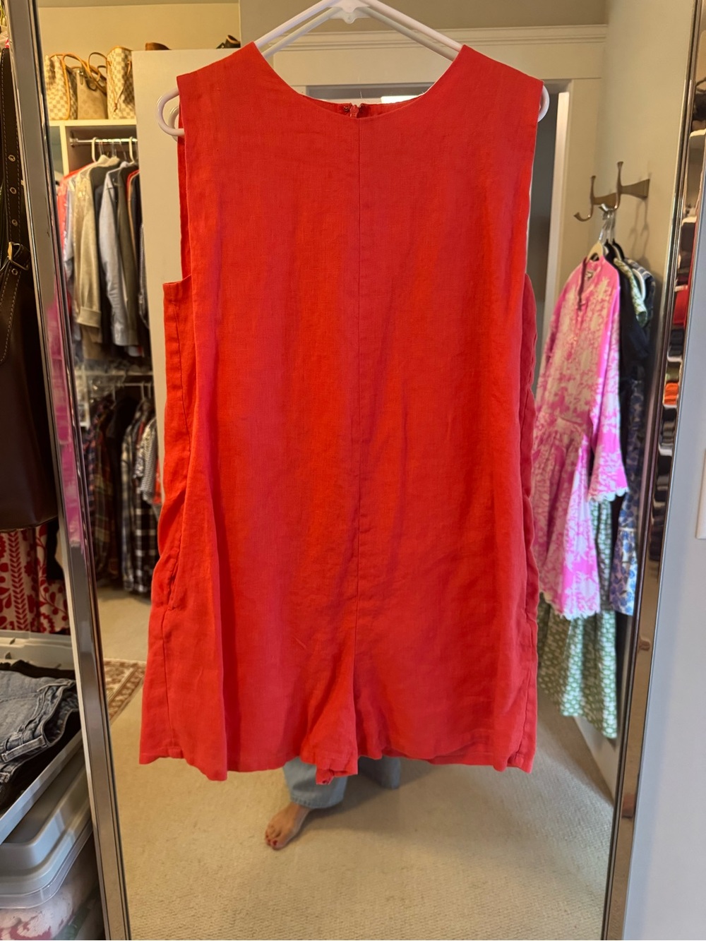Banana Republic Coral Sleeveless Linen Romper